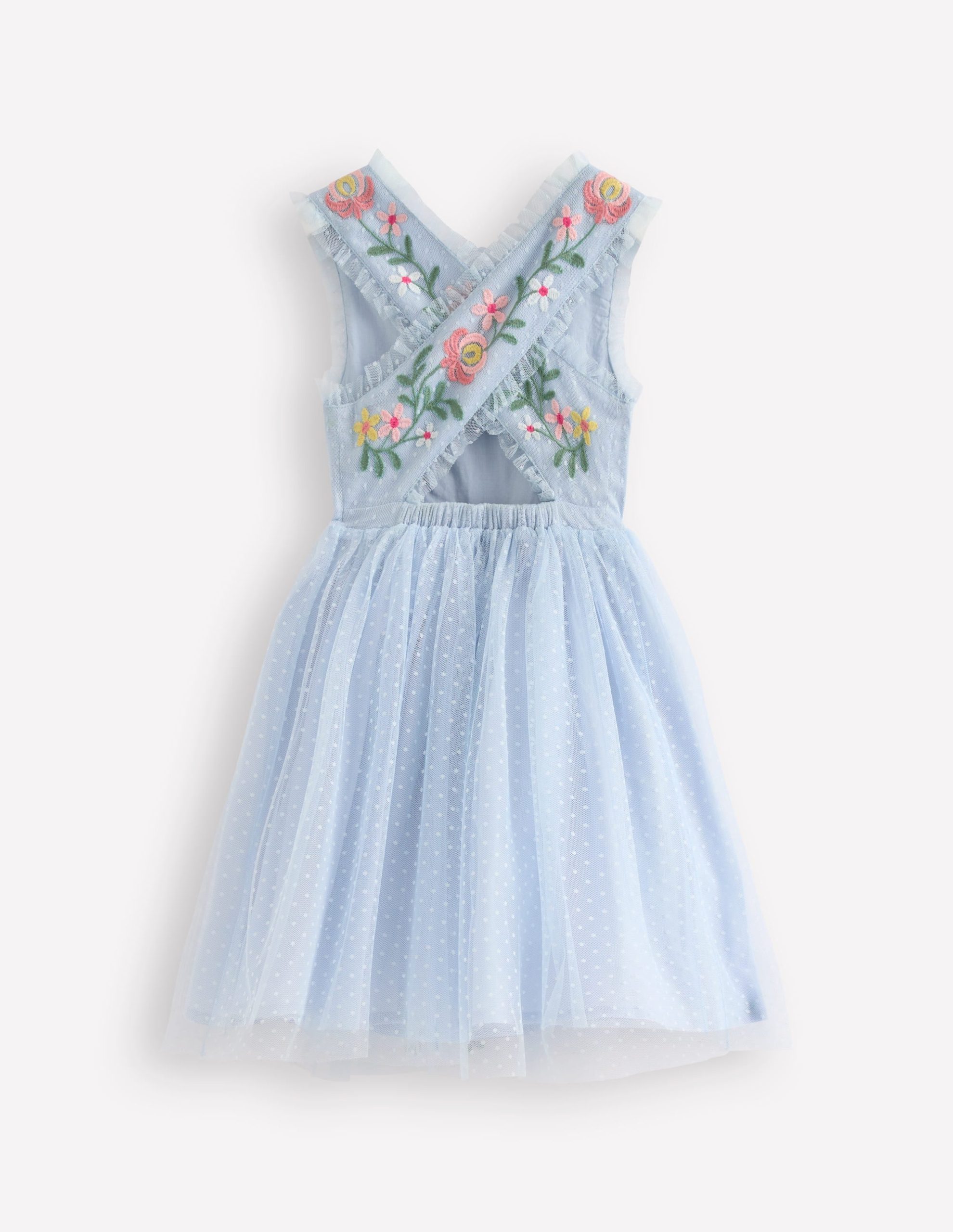 Tulle Cross Back Dress-Blue - Image 2