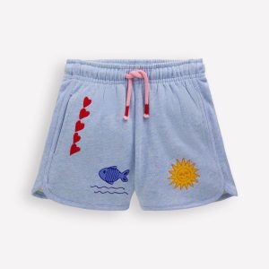 Jersey Boxing Short-Blue Embroidered