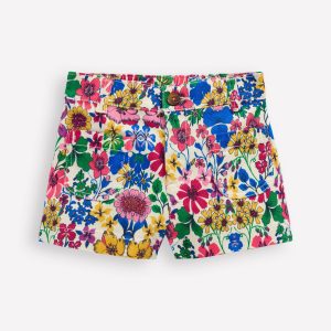 Patch Pocket Shorts-Multi Rainbow Floral