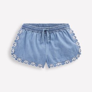 Pull-on Woven Shorts-Chambray