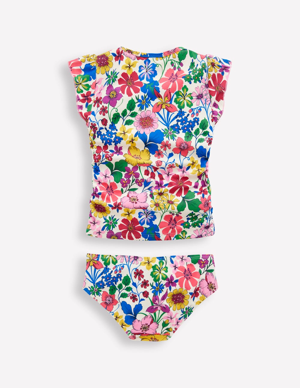 Ruched Tankini Set-Multi Rainbow Floral - Image 2
