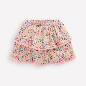 Ruffle Jersey Skort-Chalk Pink Spring Garden