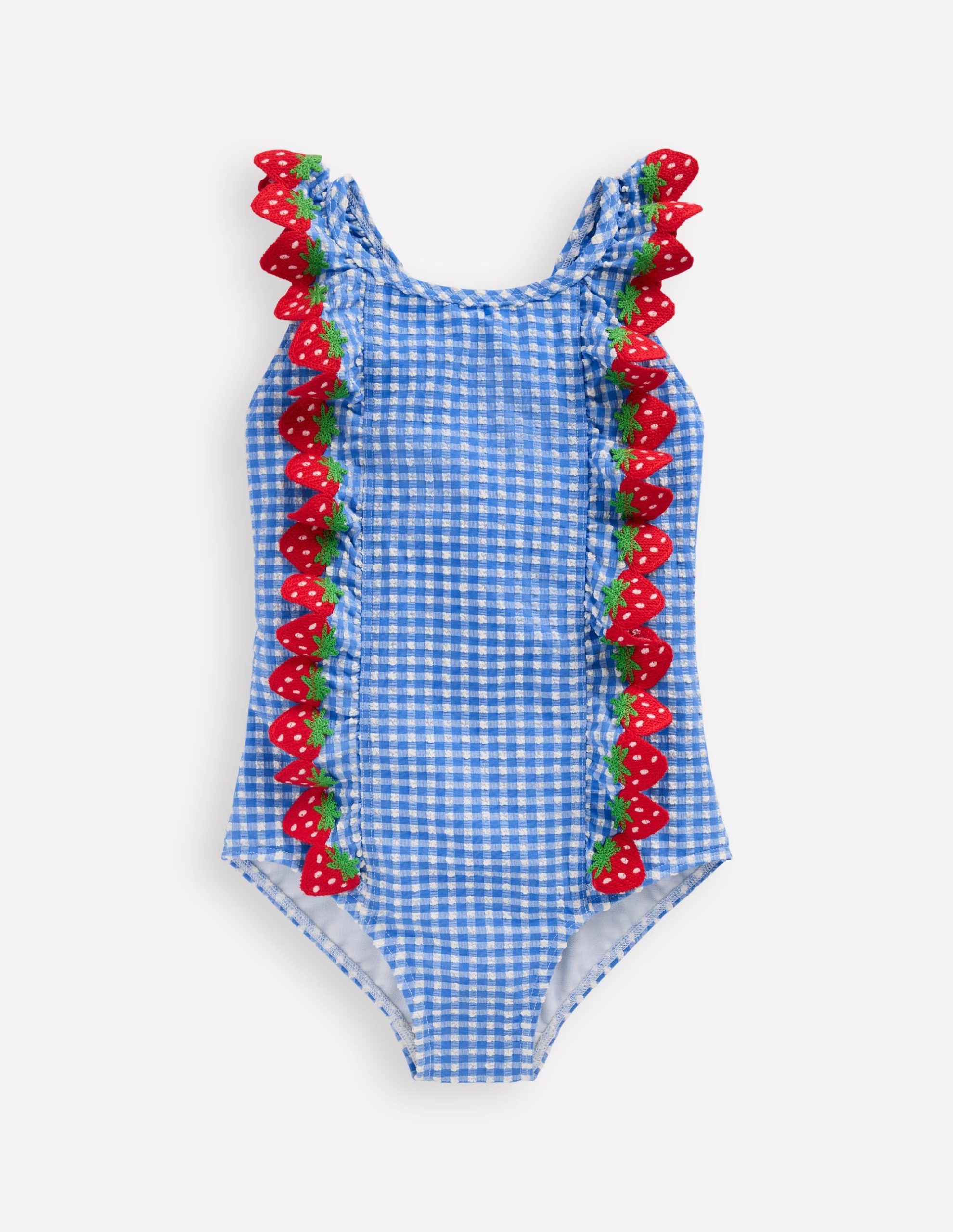 Flutter Trim Swimsuit-Glacier Blue Gingham - Image 3