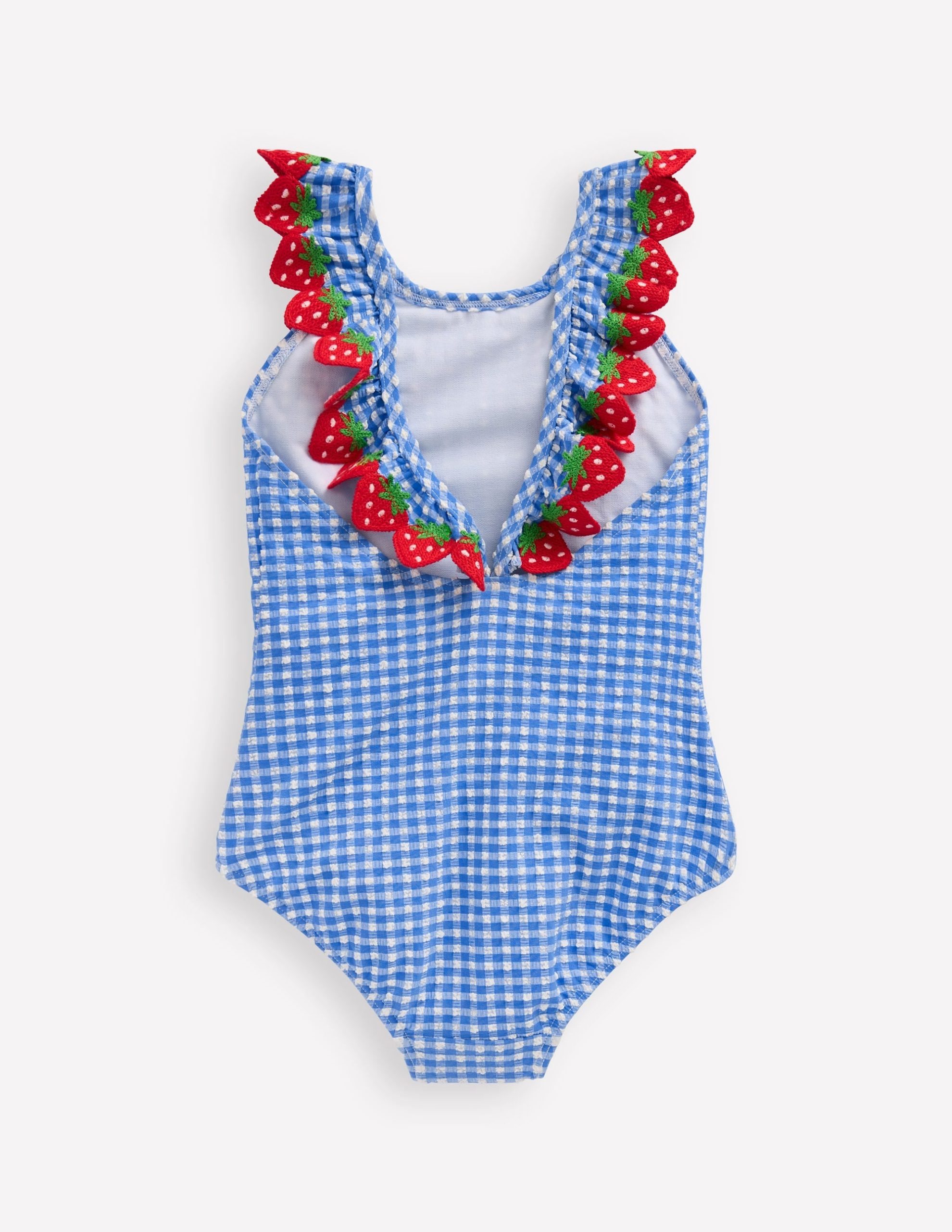 Flutter Trim Swimsuit-Glacier Blue Gingham - Image 4