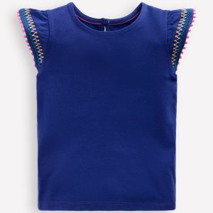 Flutter Sleeve Trim Top-Starboard Blue