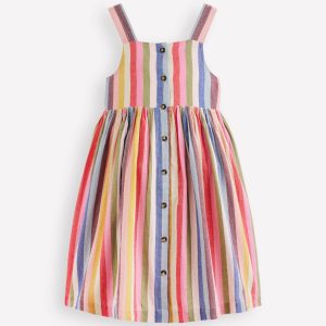 Remy Button Through Dress-Pink/ Green Multistripe