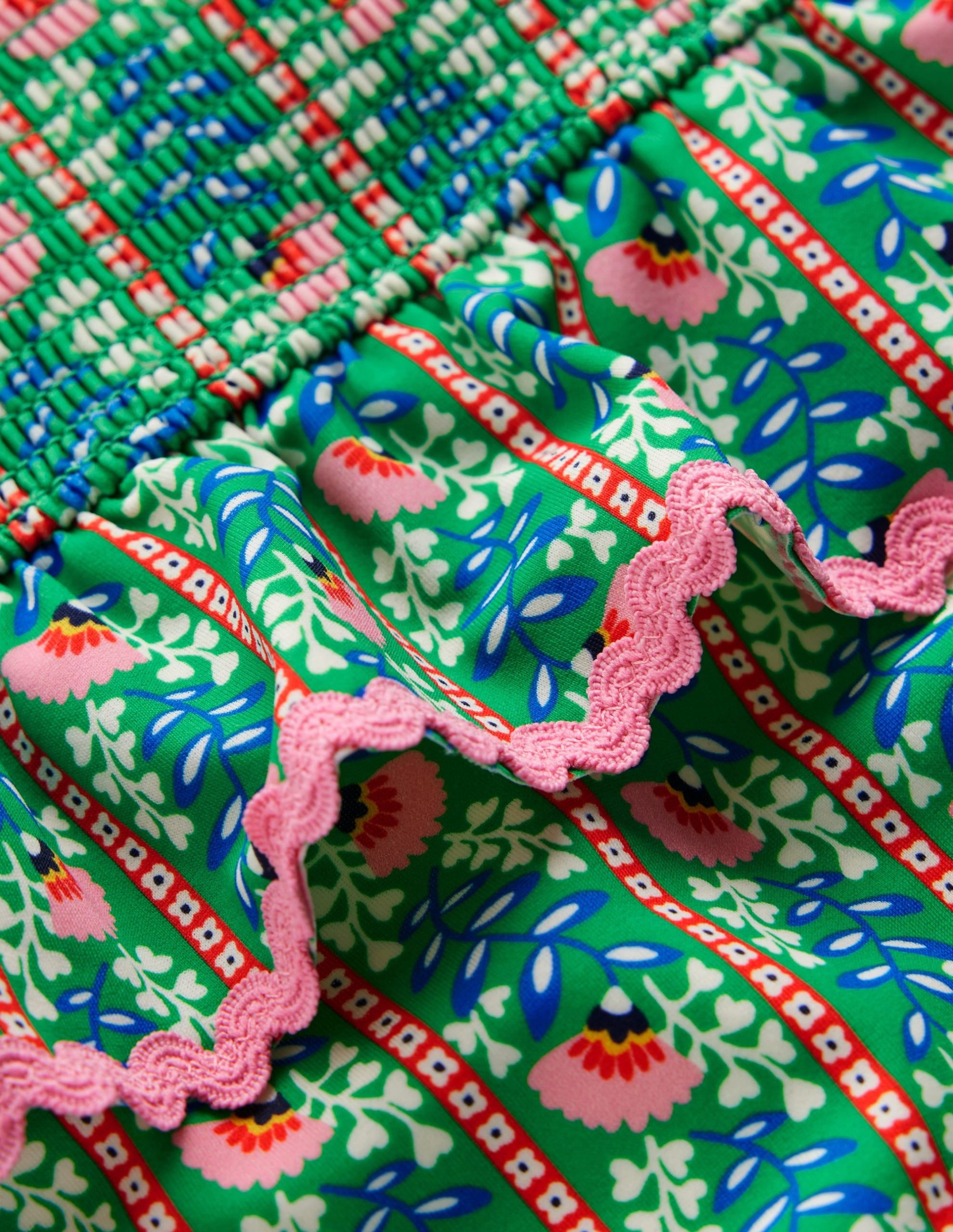 Peplum Smocked Swimsuit-Green Vine Floral - Image 3