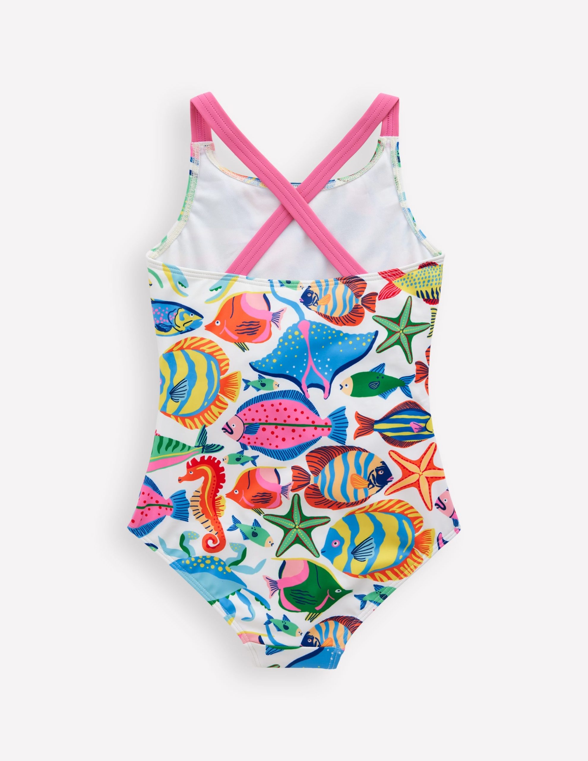 Cross-Back Printed Swimsuit-Multi Fishes - Image 2