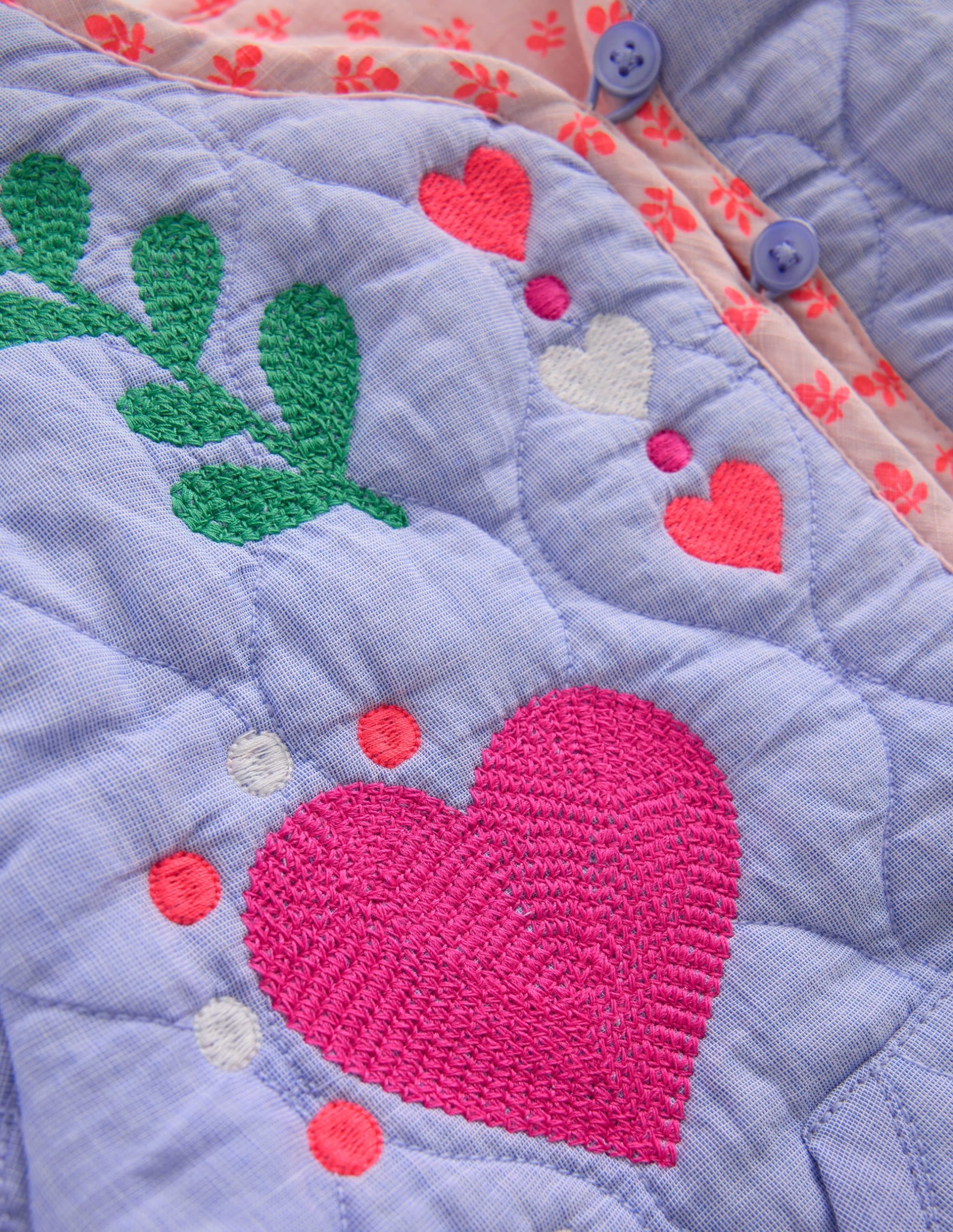 Reversible Quilted Jacket-Blue Embroidery - Image 3
