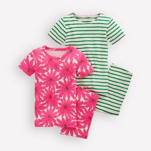 Twin Pack Short Pajamas-Pink Flower