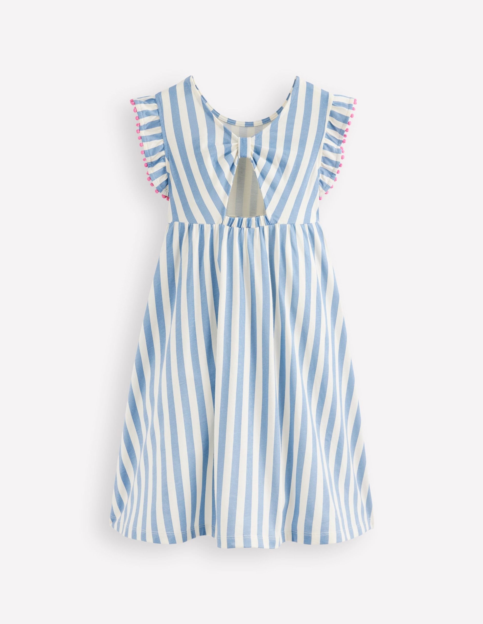 Bow Back Jersey Dress-Salt Blue/ Ivory Stripe - Image 2
