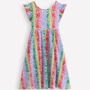 Bow Back Jersey Dress-Rainbow Ombre Flowerbed
