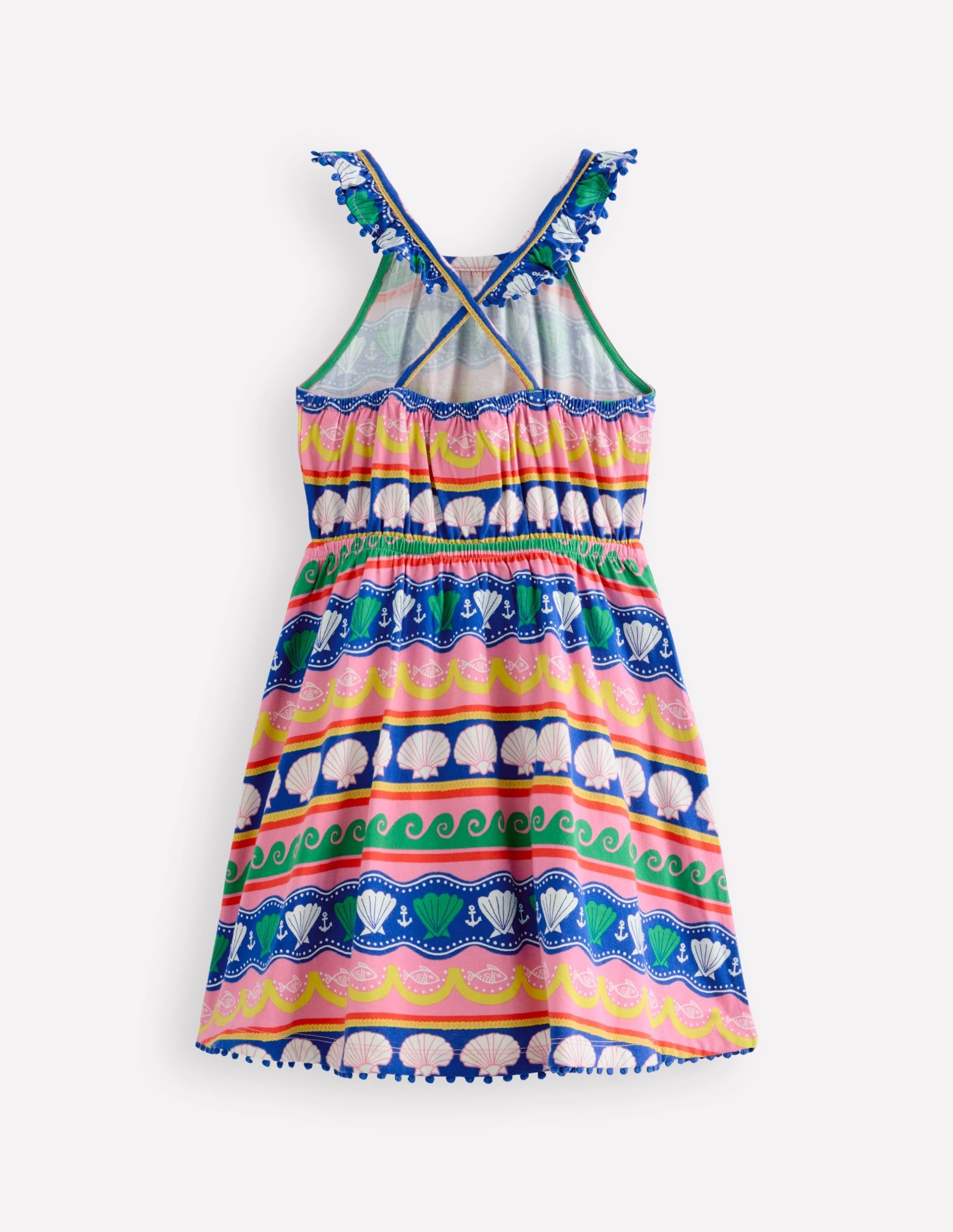 Ruffle Neck Halter Dress-Multi Seashell Stripe - Image 2