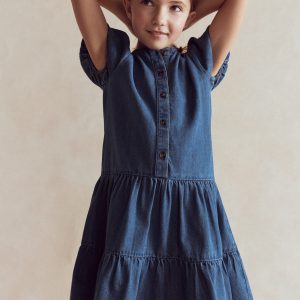 Tiered Shirt Dress-Chambray Blue
