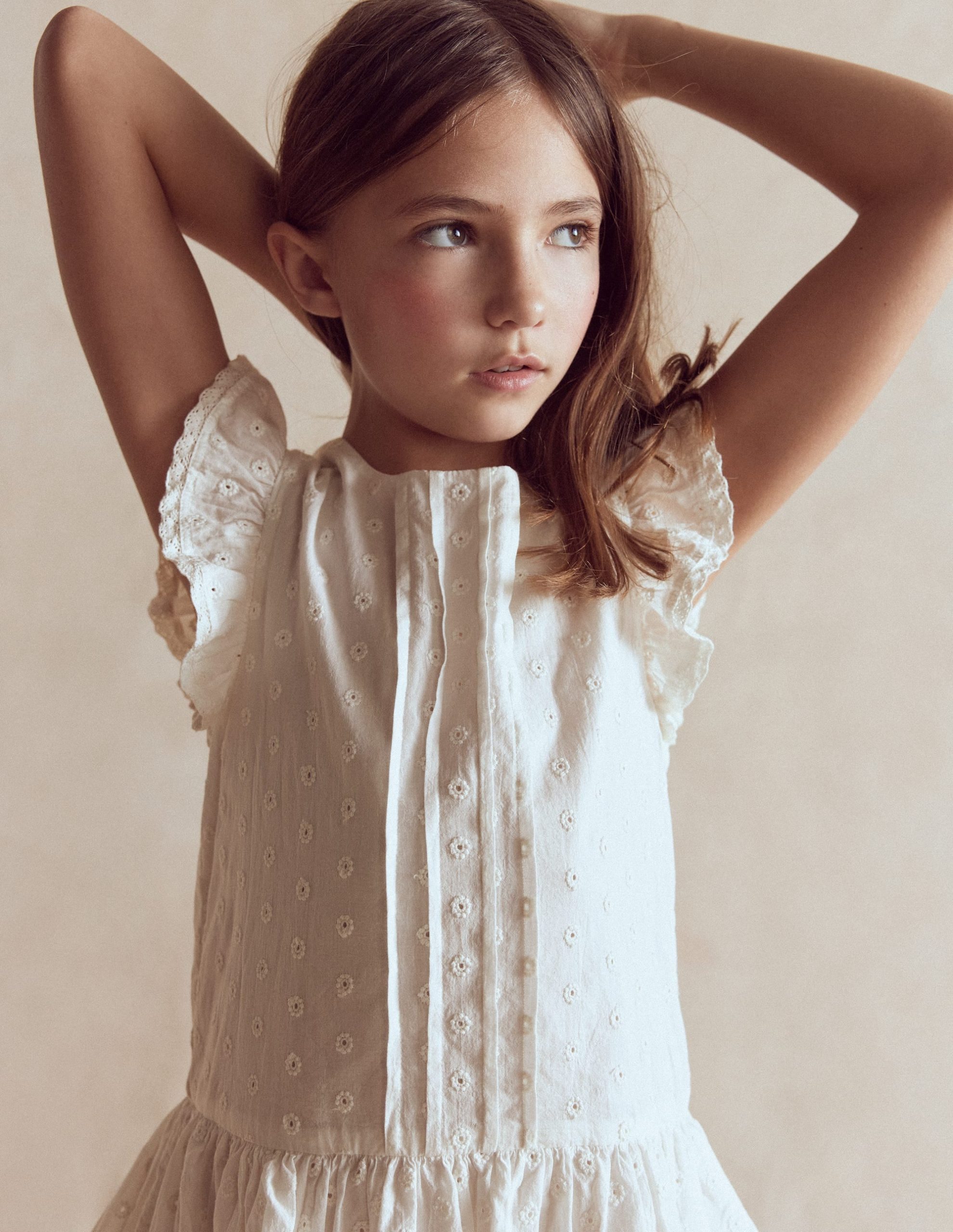 Pintuck Tiered Dress-Soft Ivory - Image 3