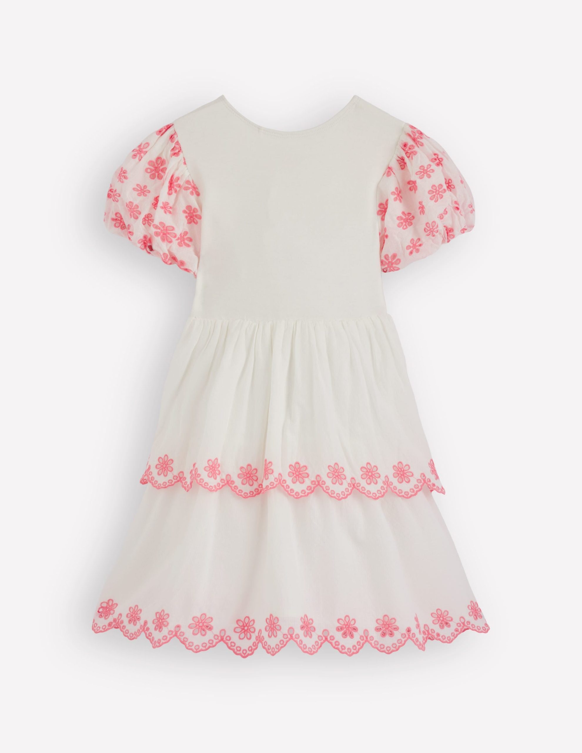 Broderie Rara Jersey Dress-Soft Ivory/ Salmon Pink - Image 2