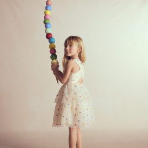 Spot Occasion Dress-Soft Ivory Multi Spot