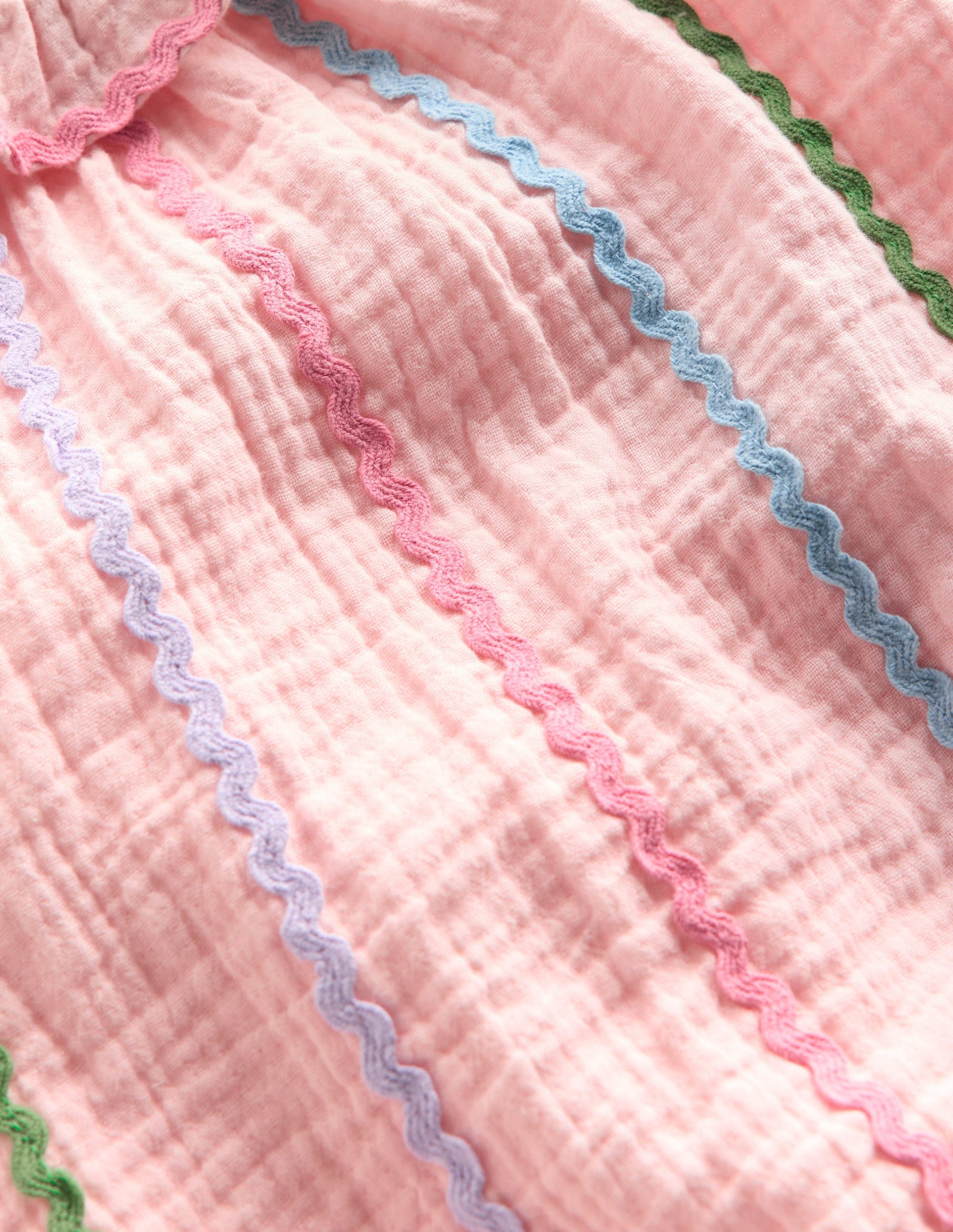 Double Cloth Bubble Romper-Chalk Pink Multi Ric Rac - Image 3