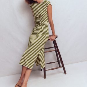 Delilah Twist Midi Dress-Stripe