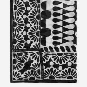 Printed Sarong Scarf-Black. Geo Stamp