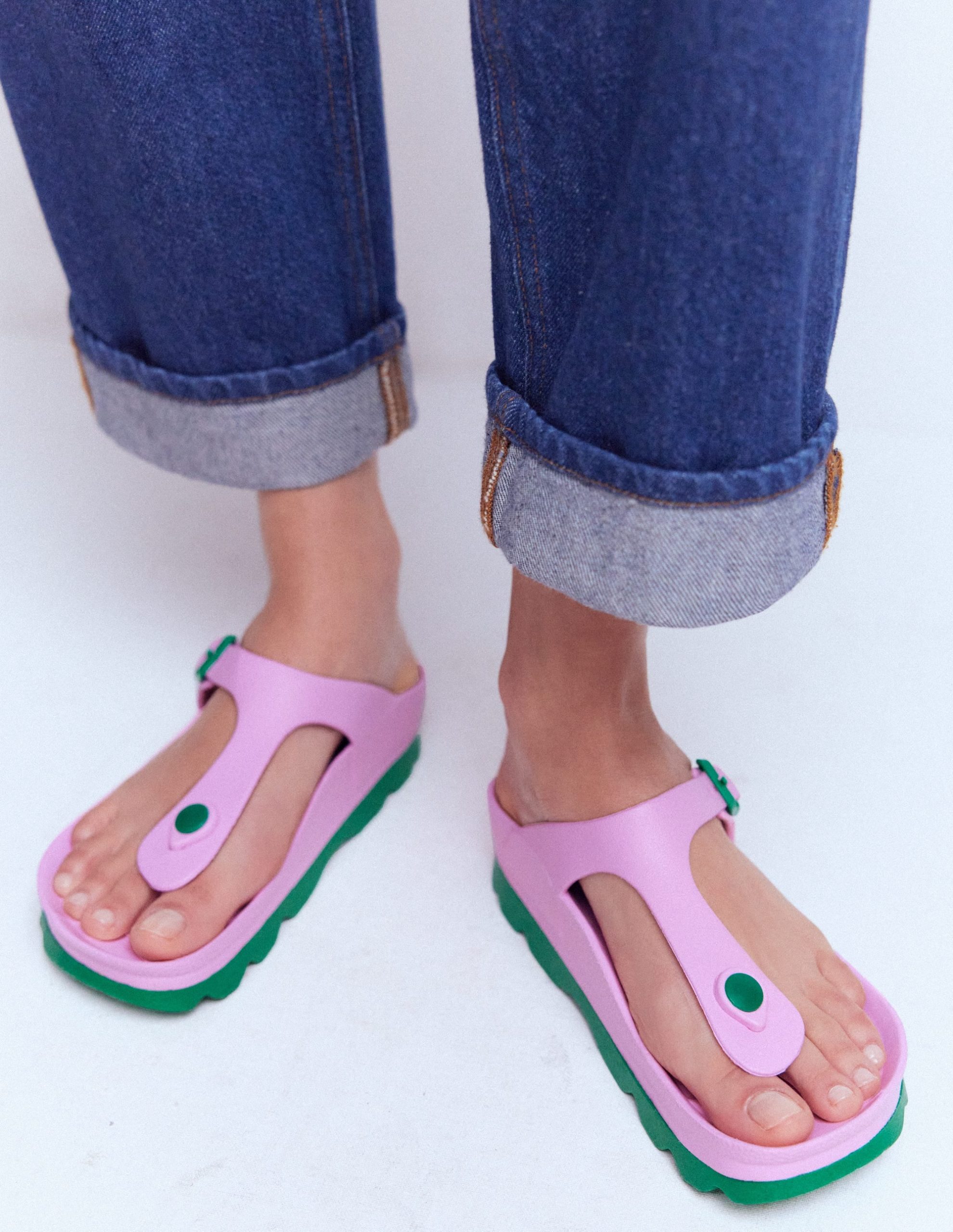 Lyla Toe Post Sandals-Pink/Green - Image 2