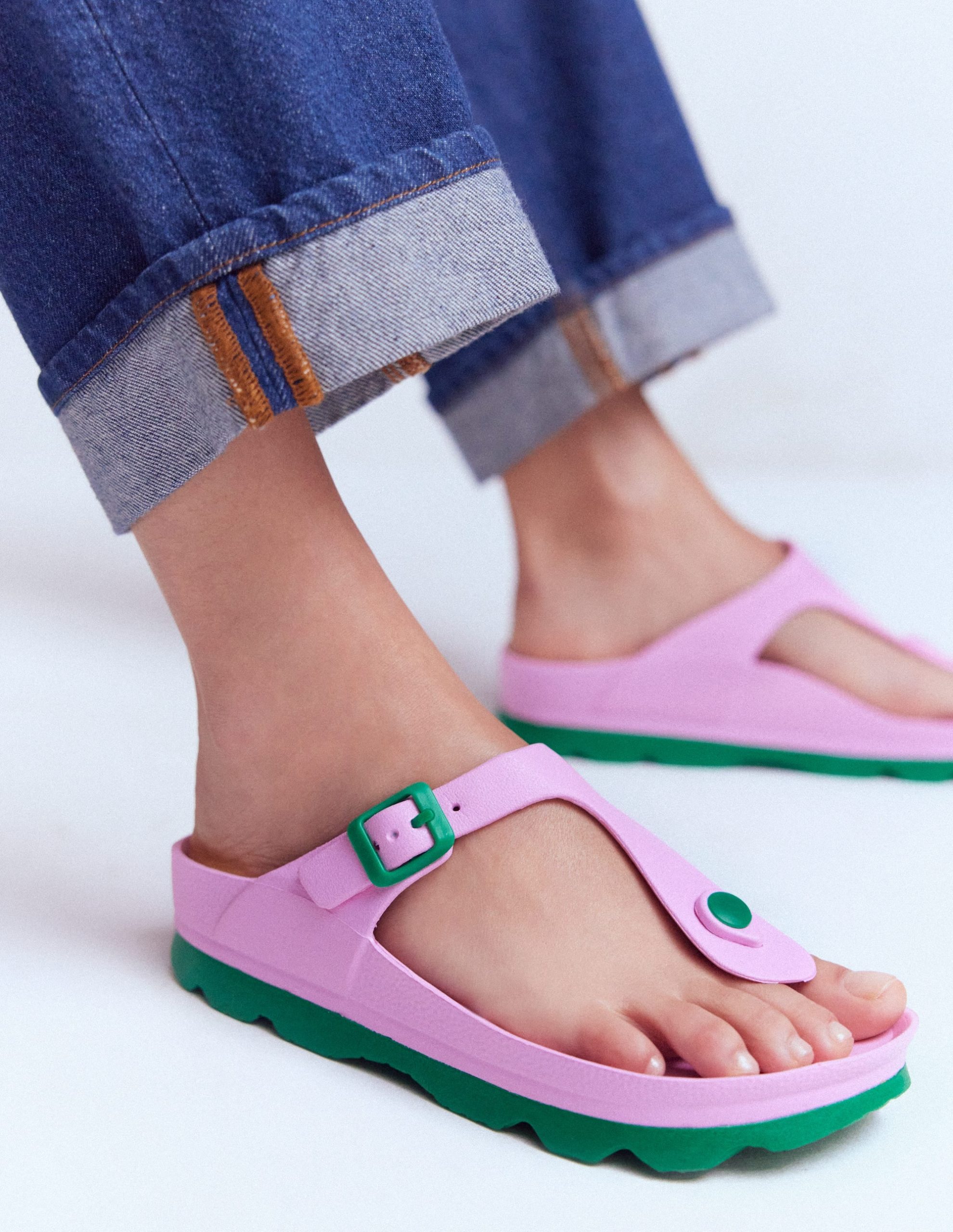 Lyla Toe Post Sandals-Pink/Green - Image 3