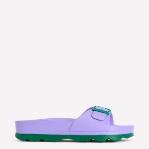Lyla Single Buckle Sliders-Lilac/Green