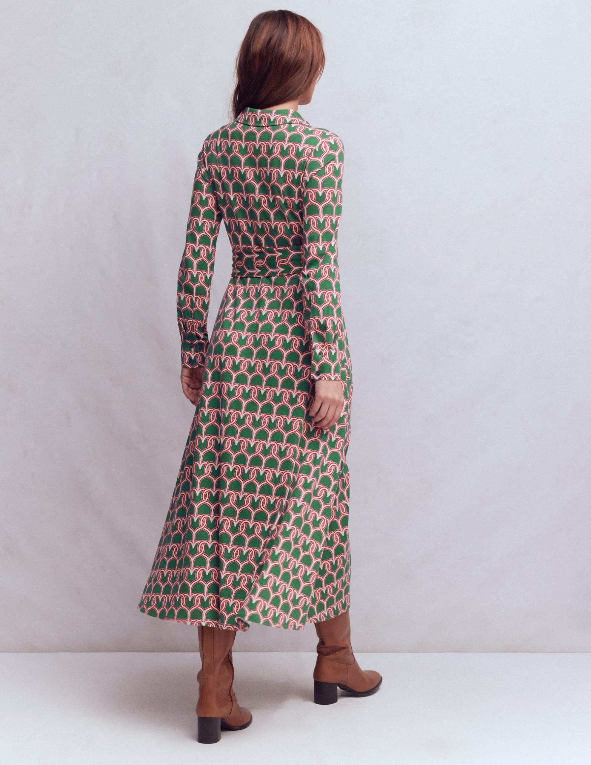 Marcia Jersey Shirt Dress-Hunter Green. Heart Link - Image 4