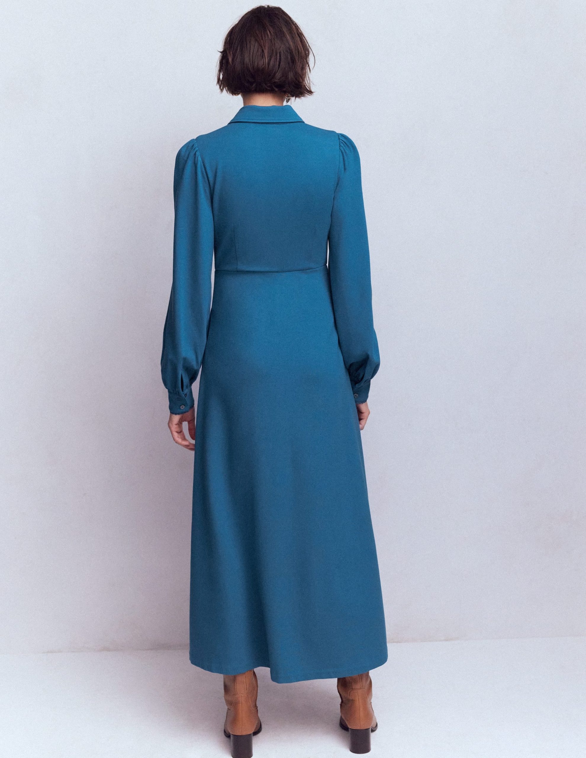 Pip Zip-Up Ponte Midi Dress-Tourmaline Blue - Image 3