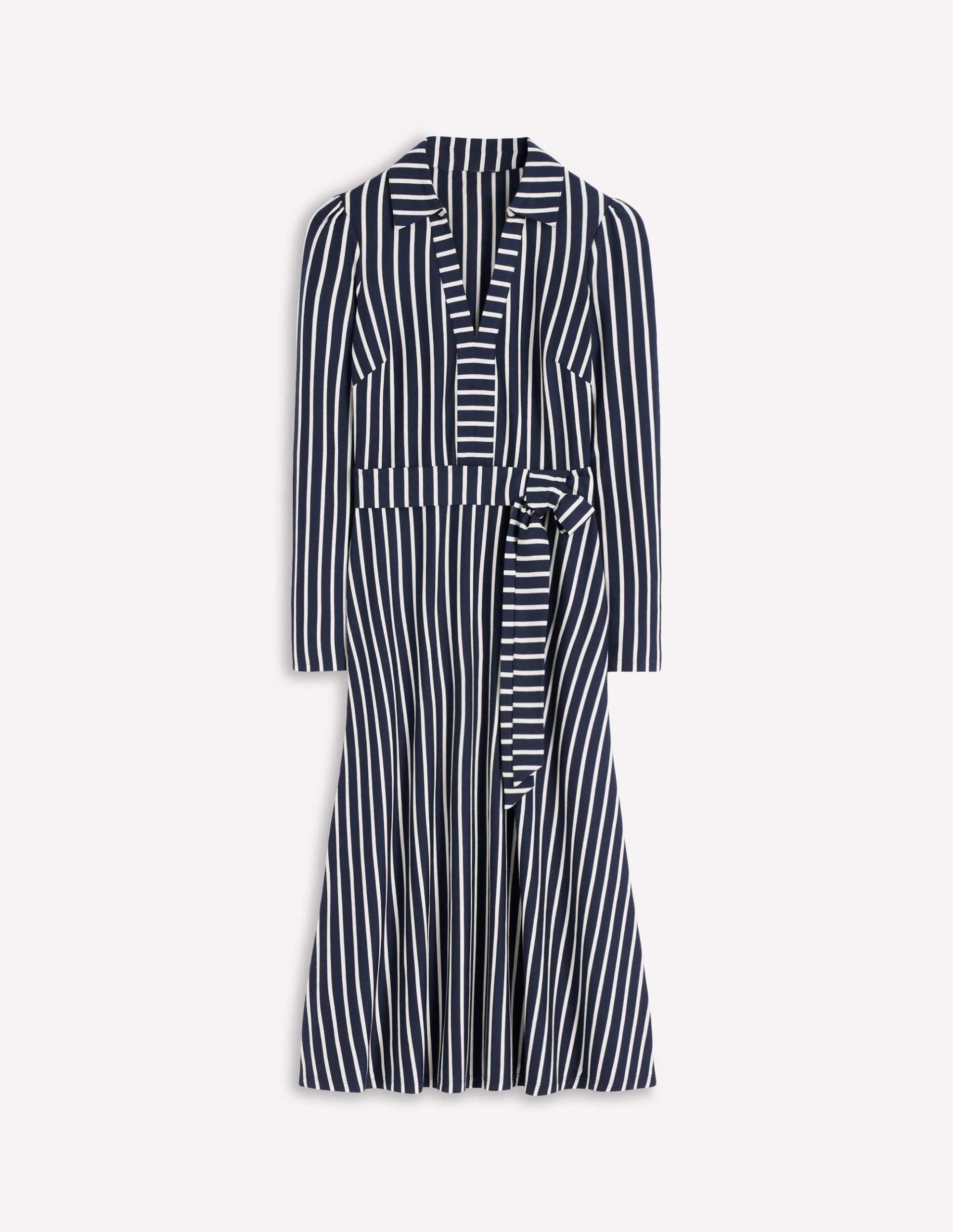 Imogen Collared Jersey Dress-French Navy and Ivory Stripe - Image 5