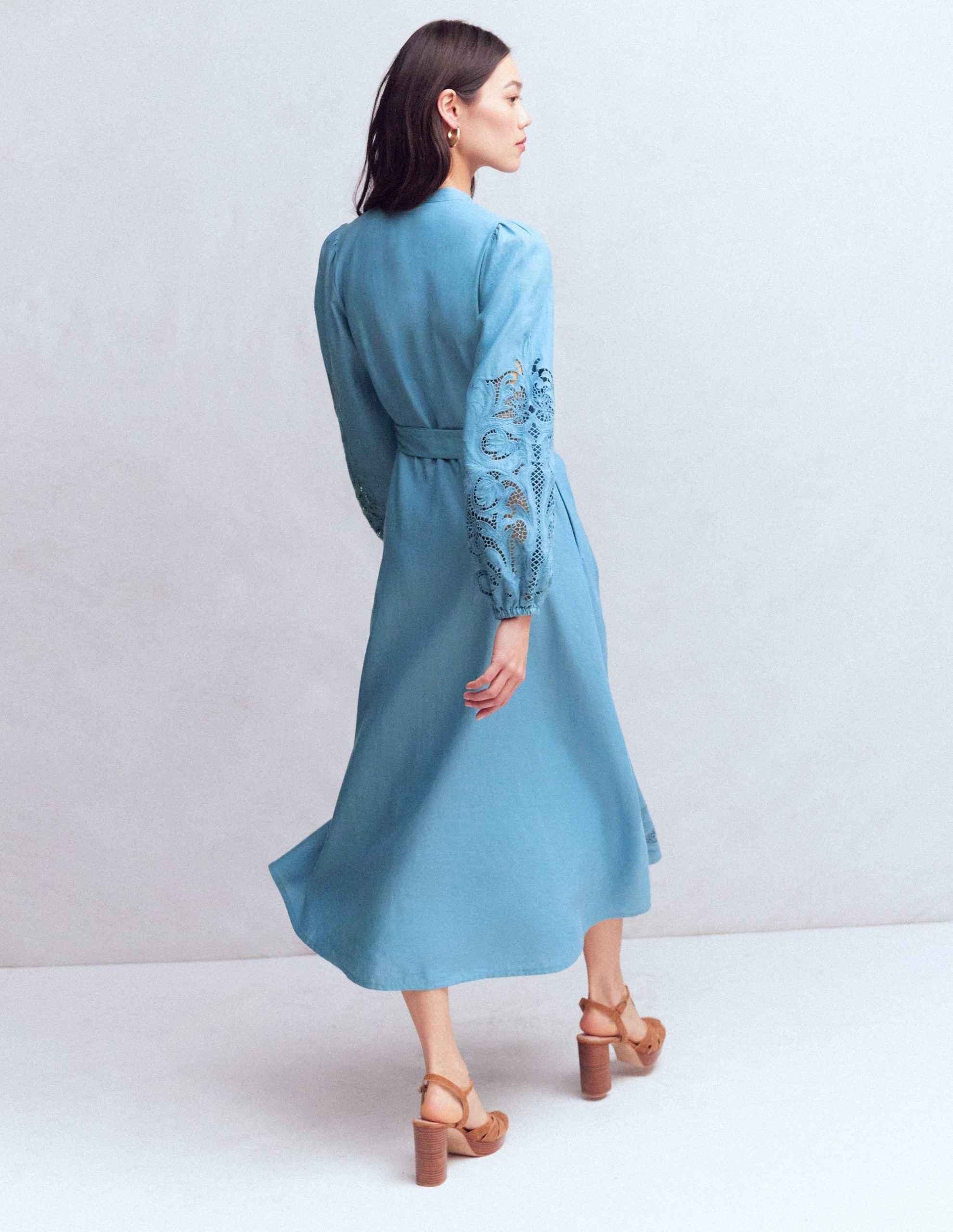 Mae Linen Blend Shirt Dress-Blue Heaven - Image 3