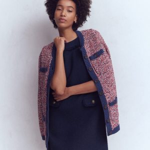 Evita Cotton Shift Dress-Navy