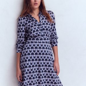 Orla Short Jersey Shirt Dress-French Navy. Heart Link