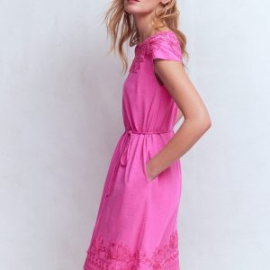 Embroidered Jersey Short Dress-Passion Flower