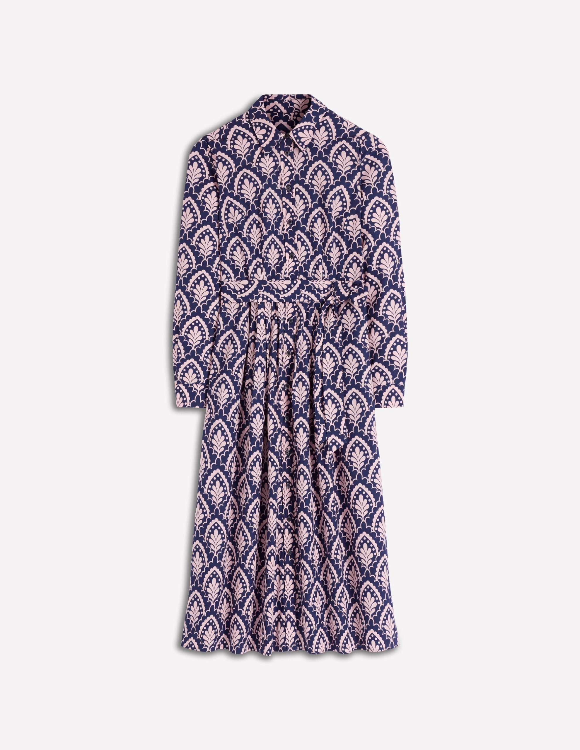 Alexa Long Sleeve Midi Dress-Navy Petal Terrace - Image 5