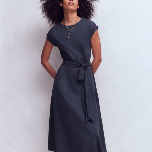 Eve Jersey Midi Dress-Navy