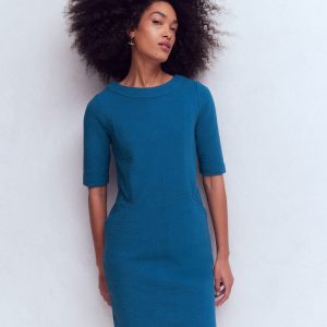 Nessa Ottoman Shift Dress-Tourmaline Blue