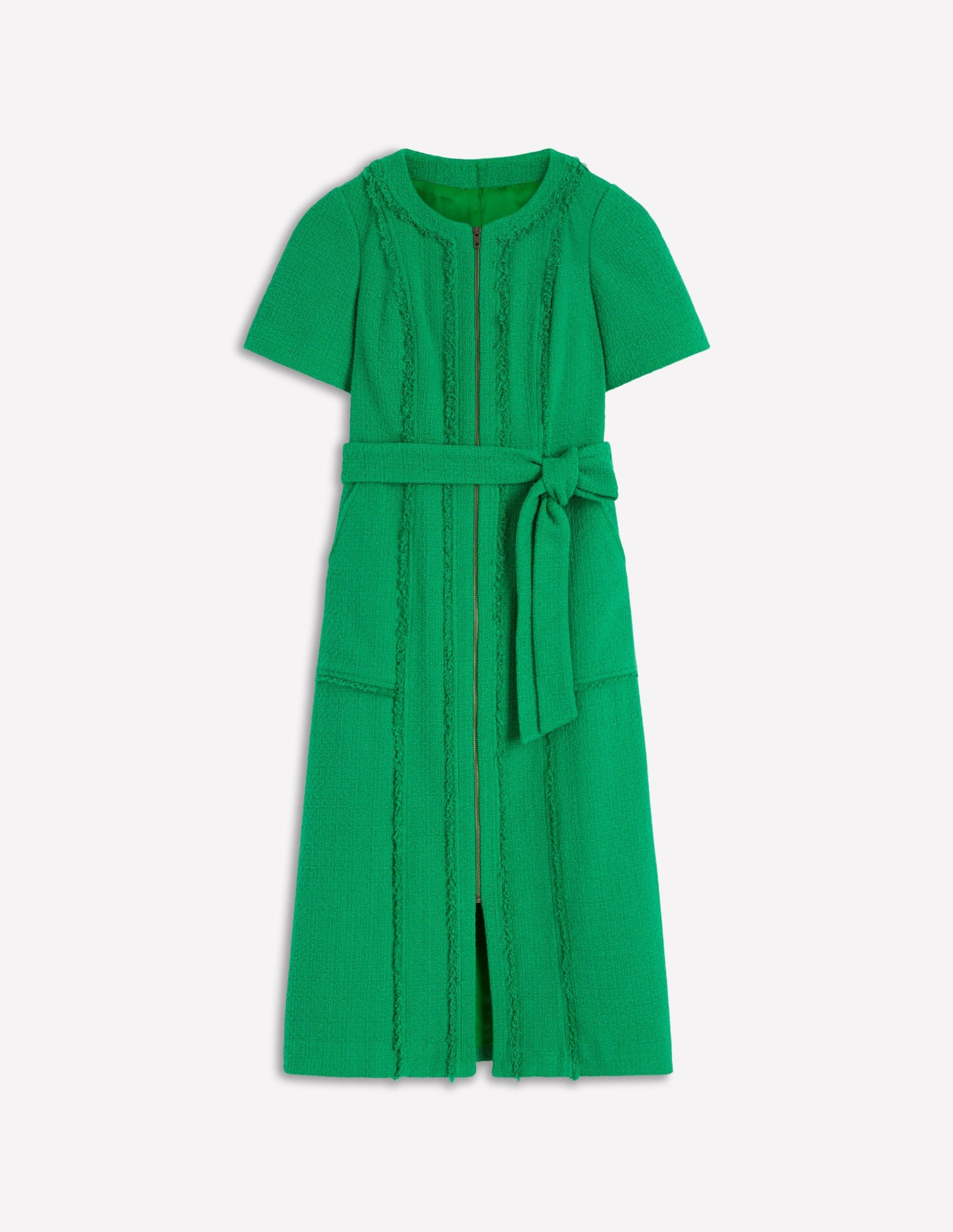 Ruth Zip Texture Dress-Green - Image 5