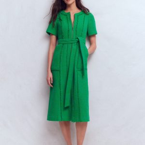 Ruth Zip Texture Dress-Green