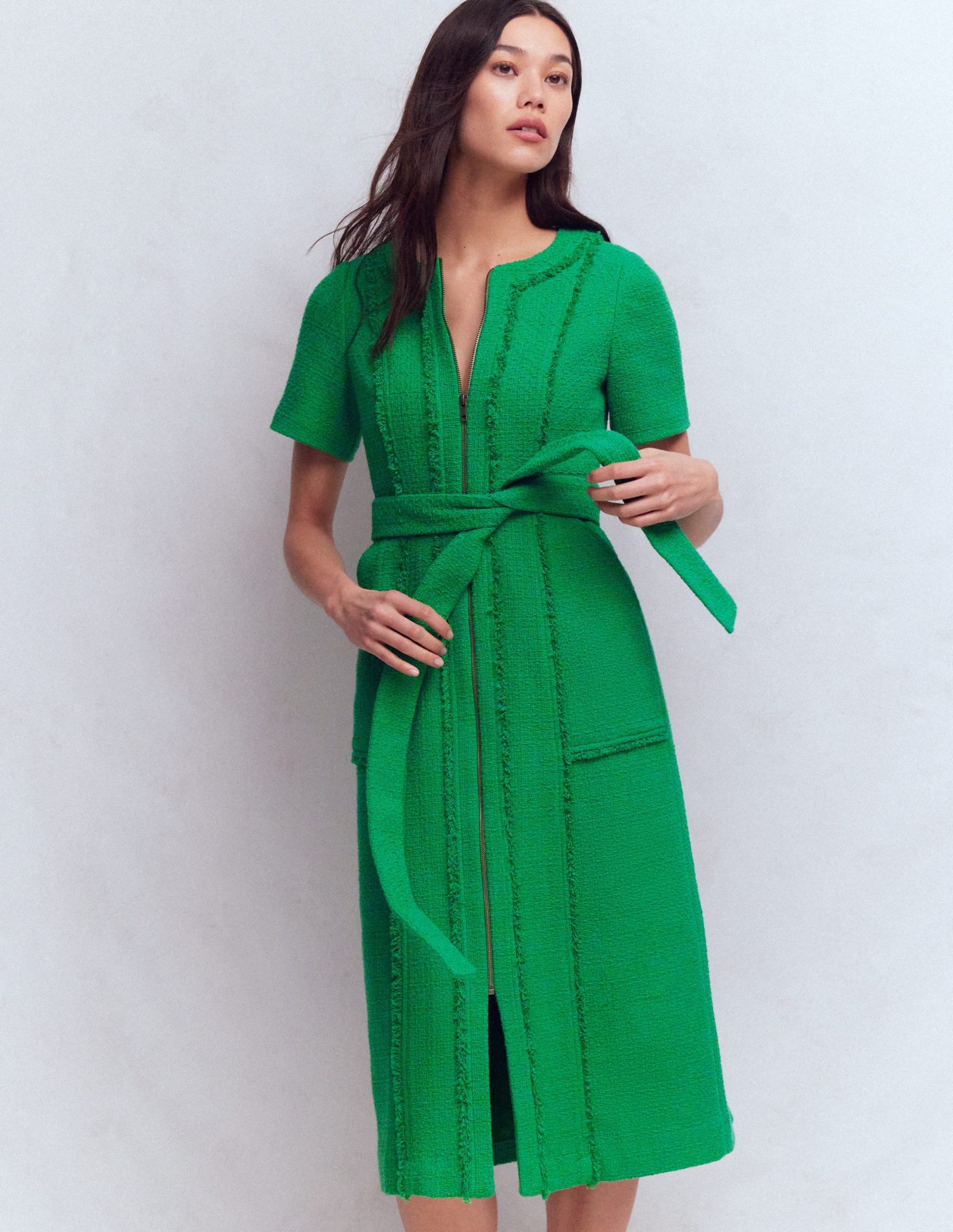 Ruth Zip Texture Dress-Green - Image 4