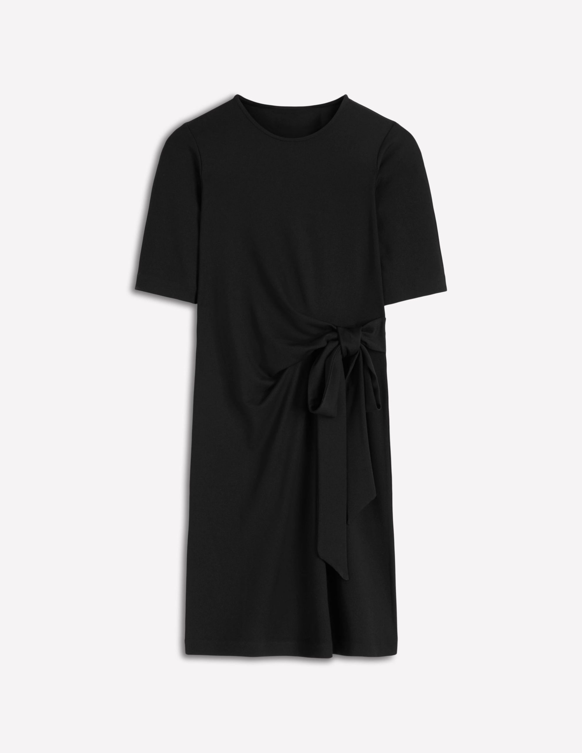 Zinnia Tie Jersey Short Dress-Black - Image 6