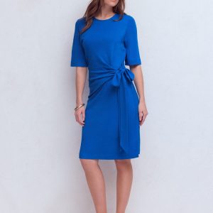 Zinnia Tie Jersey Short Dress-Kingfisher Blue