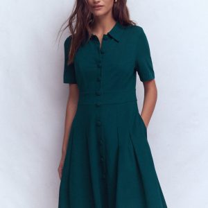 Bridget Ponte Short Dress-Midnight Teal