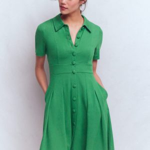 Bridget Ponte Short Dress-Fresh Green