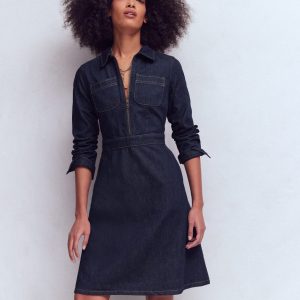 Flippy Denim Shirt Dress-Indigo Denim