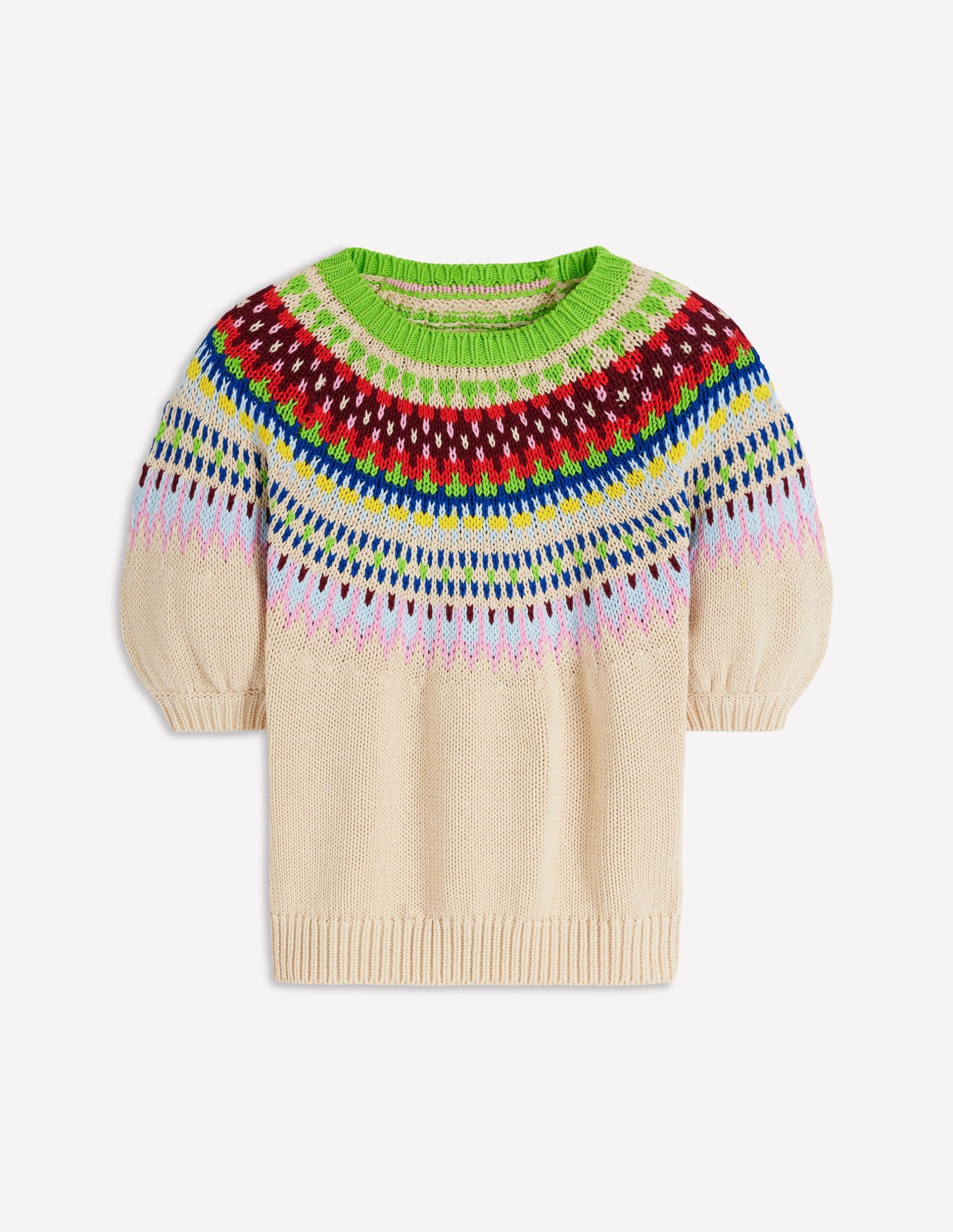 Margot Puff Sleeve T-Shirt-Oatmeal Melange - Image 6