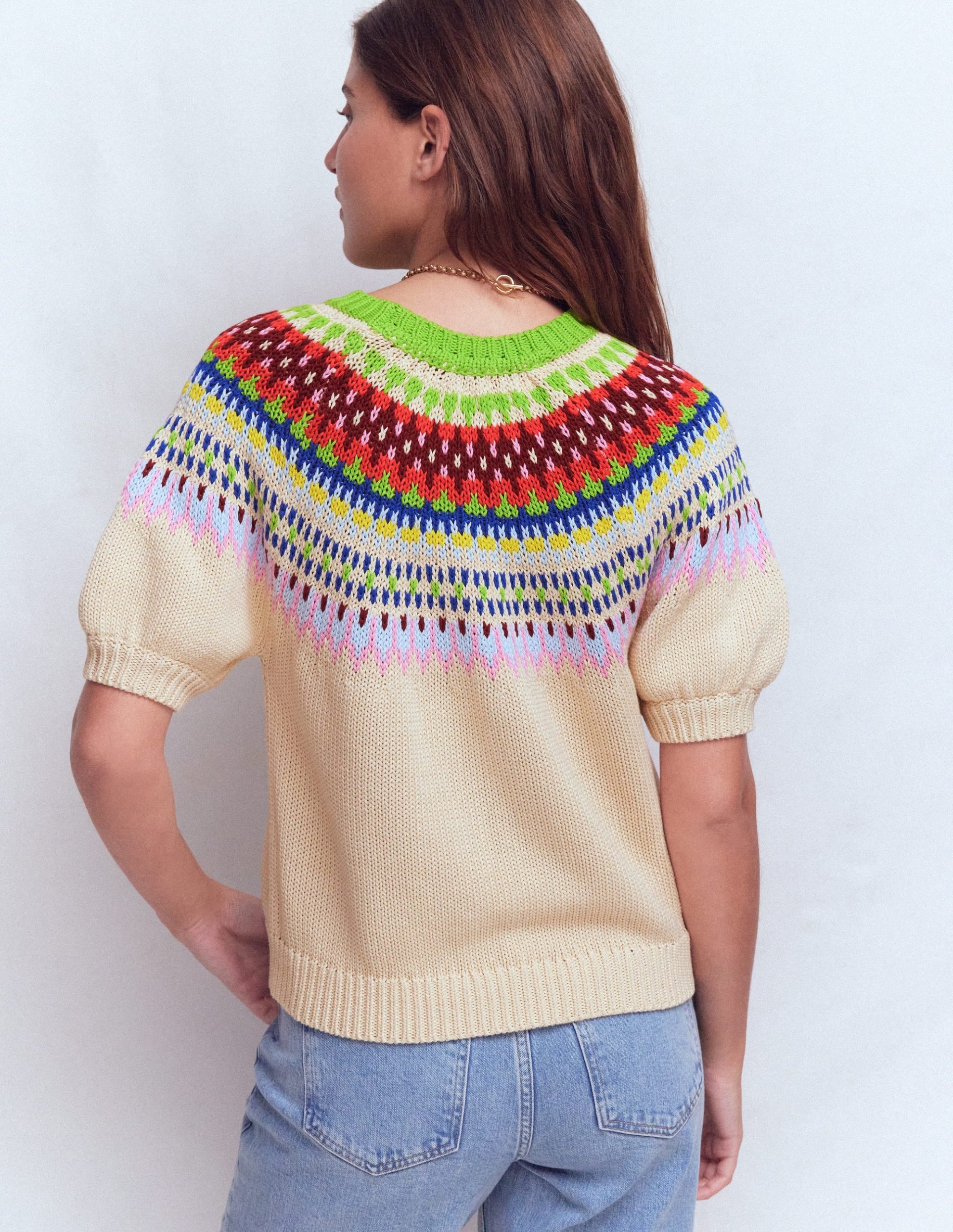 Margot Puff Sleeve T-Shirt-Oatmeal Melange - Image 3