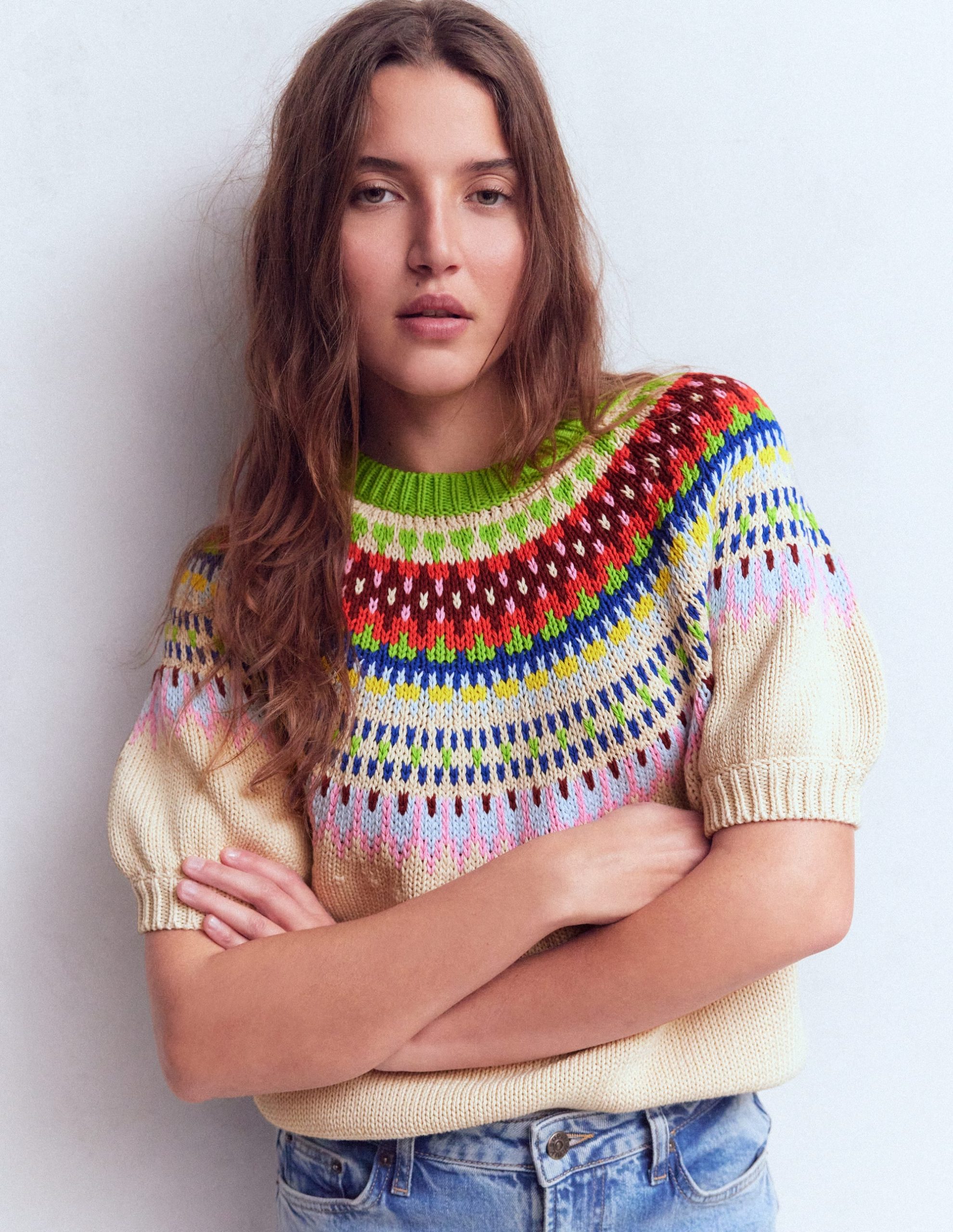 Margot Puff Sleeve T-Shirt-Oatmeal Melange - Image 4