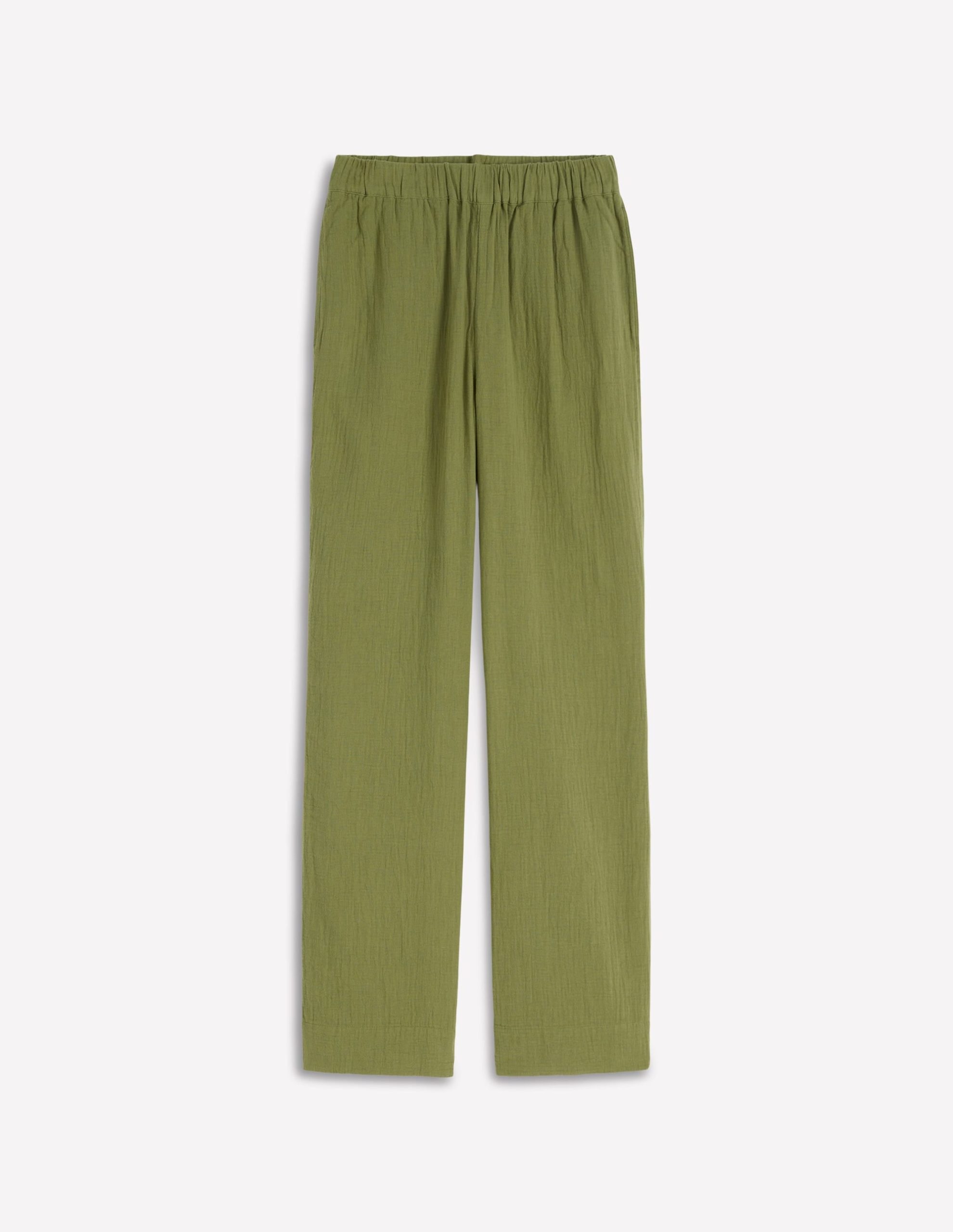 Pull-on Double Cloth Pants-Olive Green - Image 6