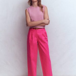 Bloomsbury Cotton Pants-Pink Peony